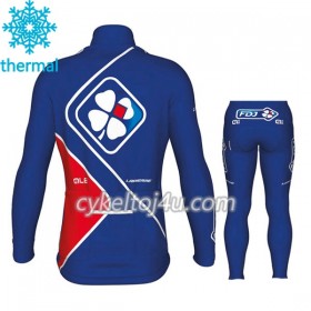 Cykeltrøje Langærmet + Cykelbukser 2017 FDJ Børn N002 Vinter Thermal Fleece